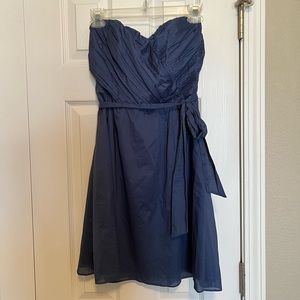 Express Blue Strapless Sweetheart neckline Cotton Dress